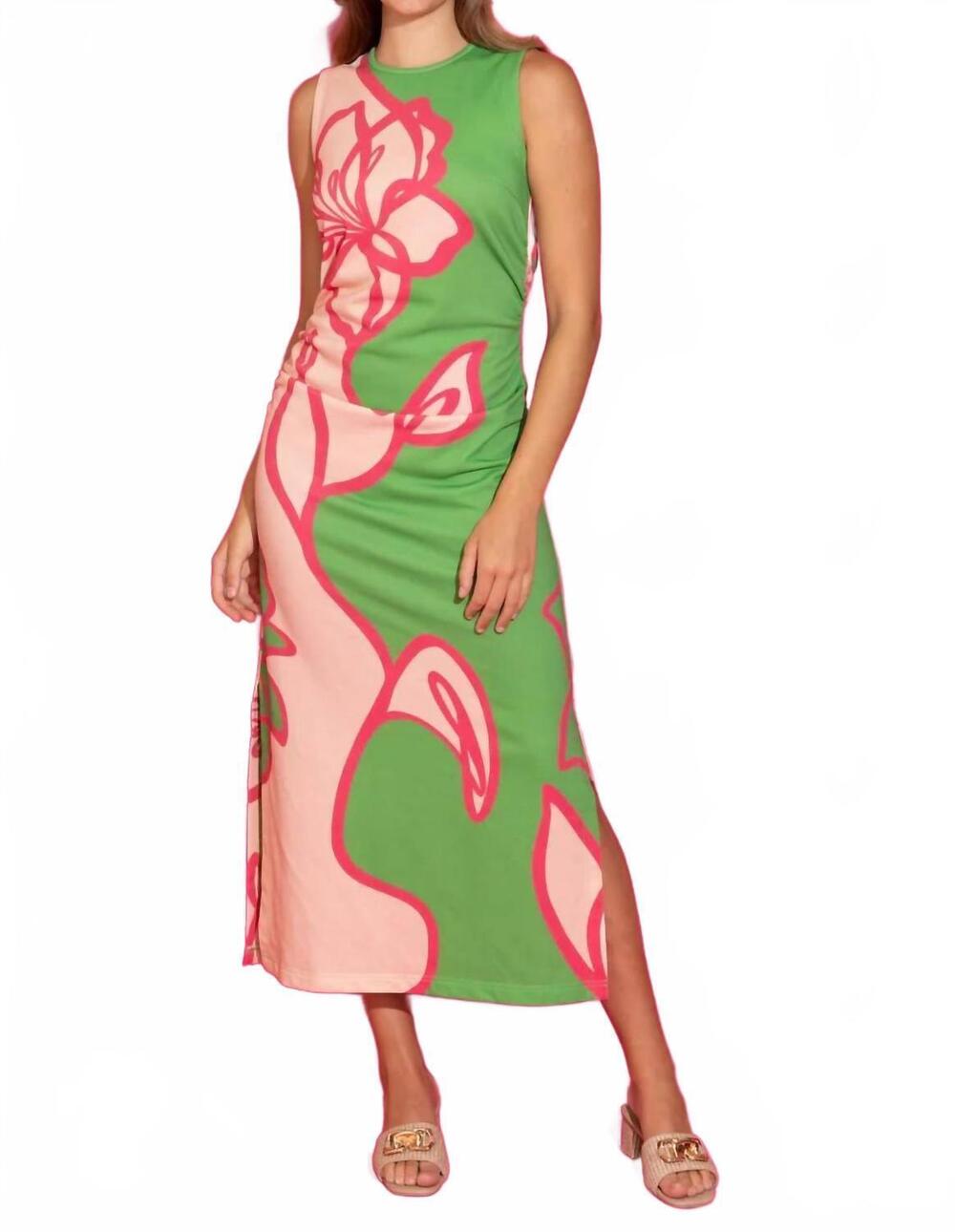 NEW ALDEN ADAIR georgia maxi dress in green/pink